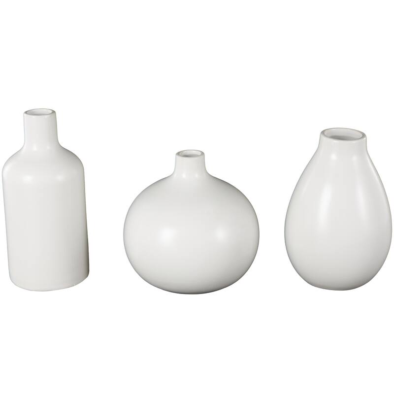 Ceramic Minimalistic Vase with Varying Shapes - Set of 3 White or Black - Roche River Decor - White