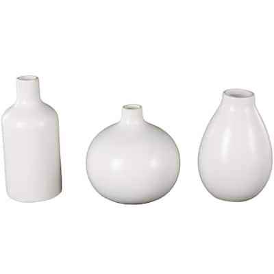 Ceramic Minimalistic Vase with Varying Shapes - Set of 3 White or Black - Roche River Decor
