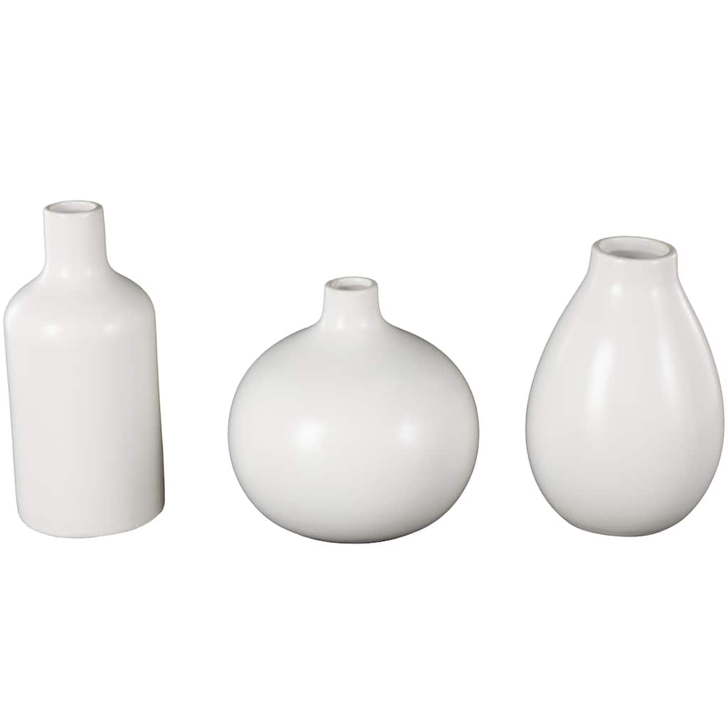 Ceramic Minimalistic Vase with Varying Shapes - Set of 3 White or Black - Roche River Decor
