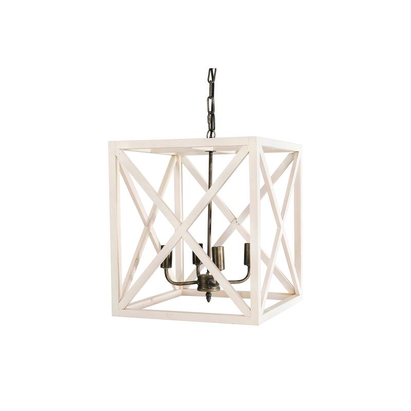 Rectangular Wood & Metal Pendant Light
