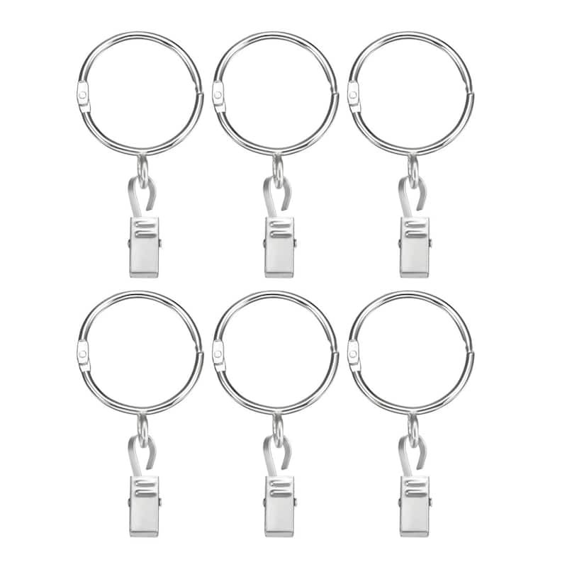 Curtain Rings with Clips Strong Decorative Metal Drapery Shower 6pcs