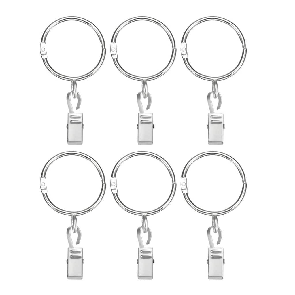 Curtain Rings with Clips Strong Decorative Metal Drapery Shower 6pcs