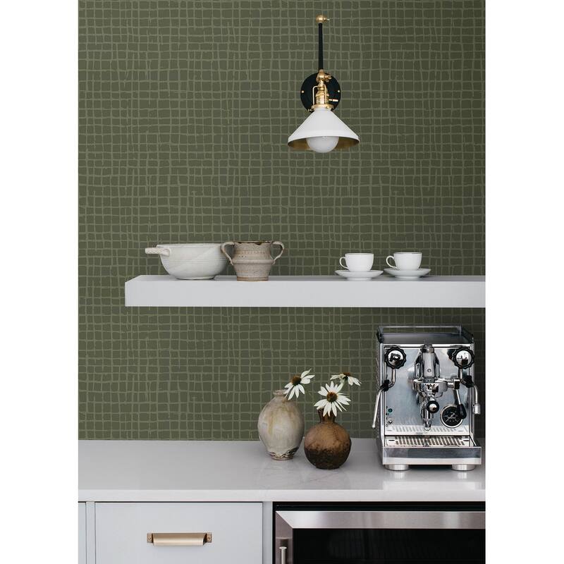 A-Street Prints Albin Moss Gridline Wallpaper