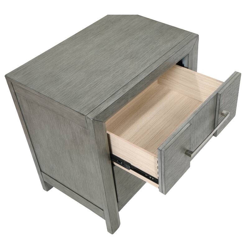 Modern Style 2-Drawer Night stand with Coated metal Handles made with wood