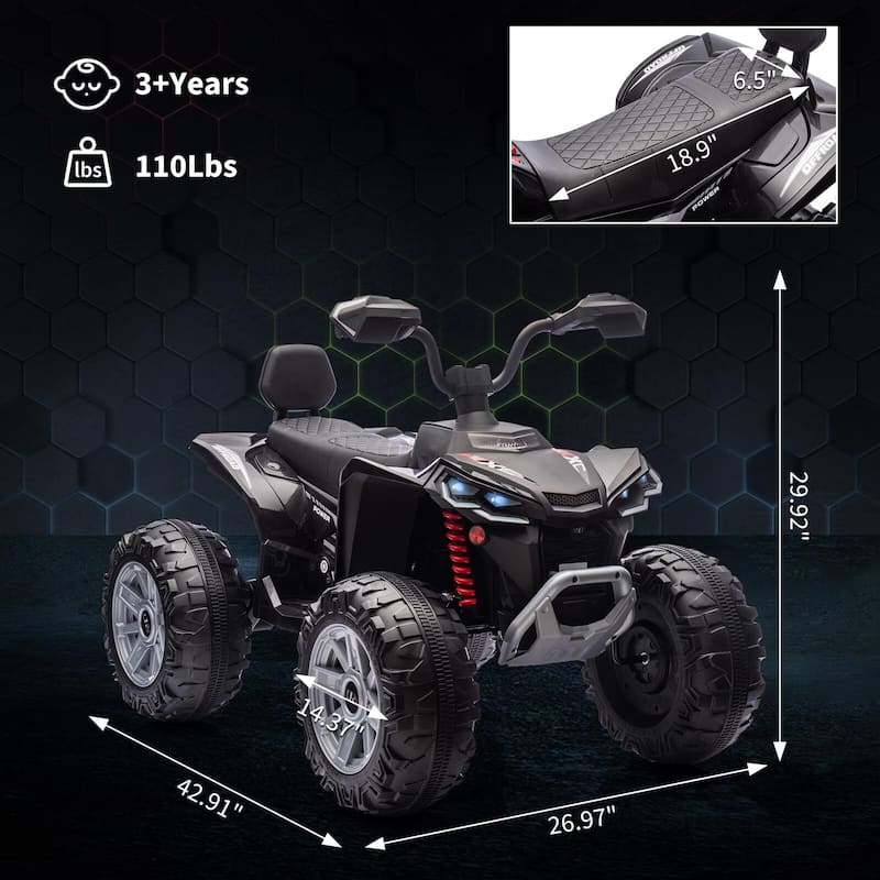 24V Ride on ATV for Kids, 2 Seater Electric Quad Car