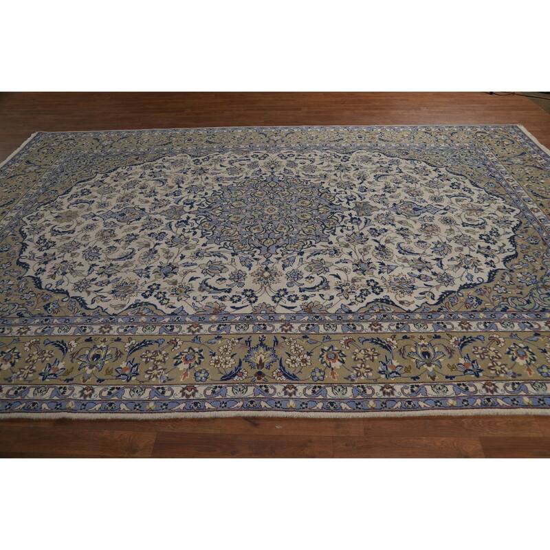 Traditional Kashan Persian Vintage Area Rug Handmade Wool Carpet - 8'0" x 12'3"