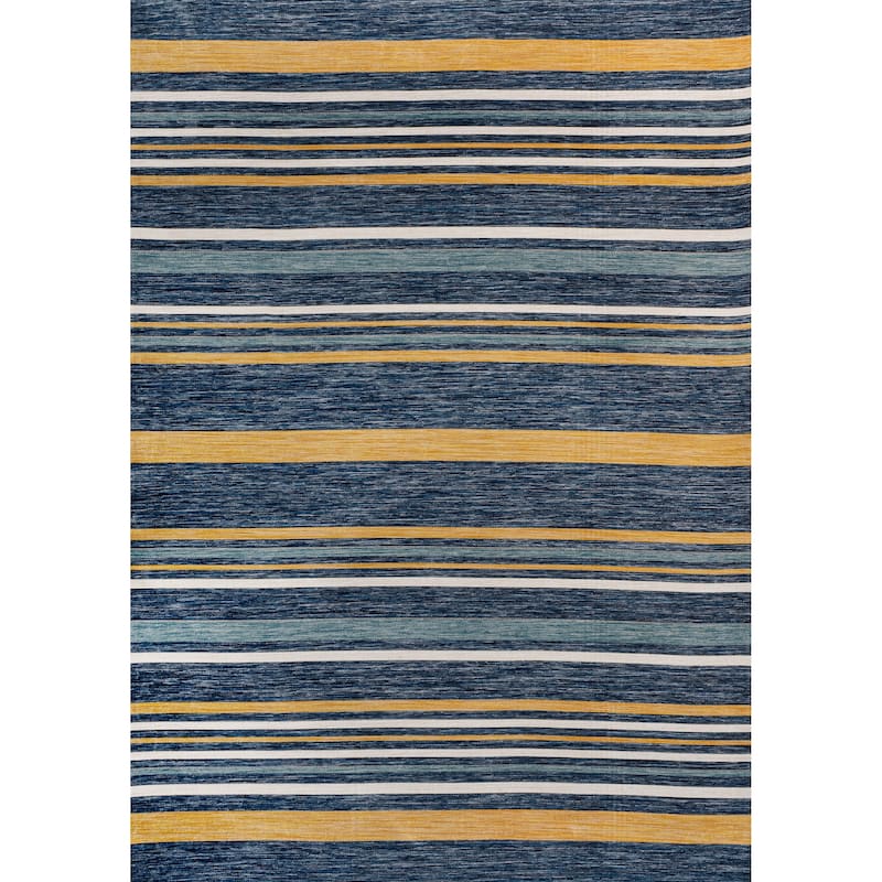 JONATHAN Y Reversible Zephyr Classic Coastal Ticking Stripe Machine-Washable Cream/Navy Indoor/Outdoor Rug - 8 X 10