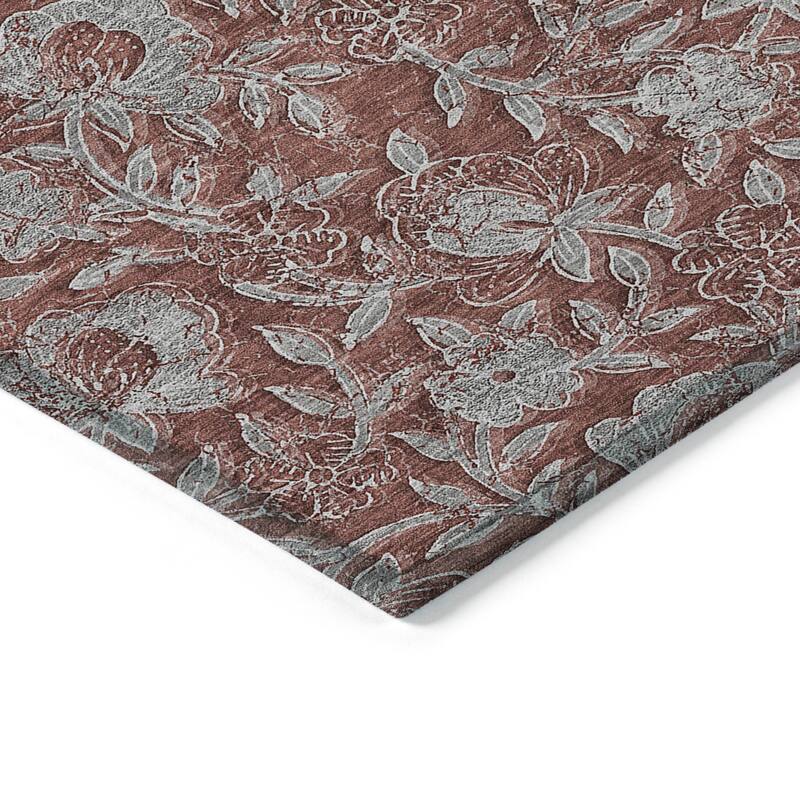 Machine Washable Indoor/ Outdoor Chantille Floral Rug