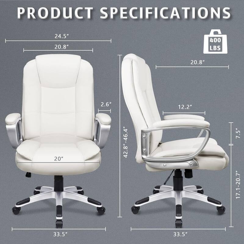 Bossin Big and Tall Office Chair High Back Executive Chair Ergonomic Adjustable Executive Leather Chair,400lbs