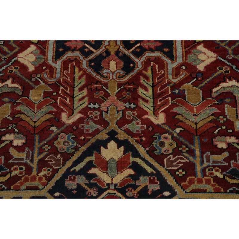Hand Knotted Oriental 100% Wool Carpet Traditional Medallion Oranges & Rust Heriz (serapi) Area Rug - 10' 6'' X 8' 3''
