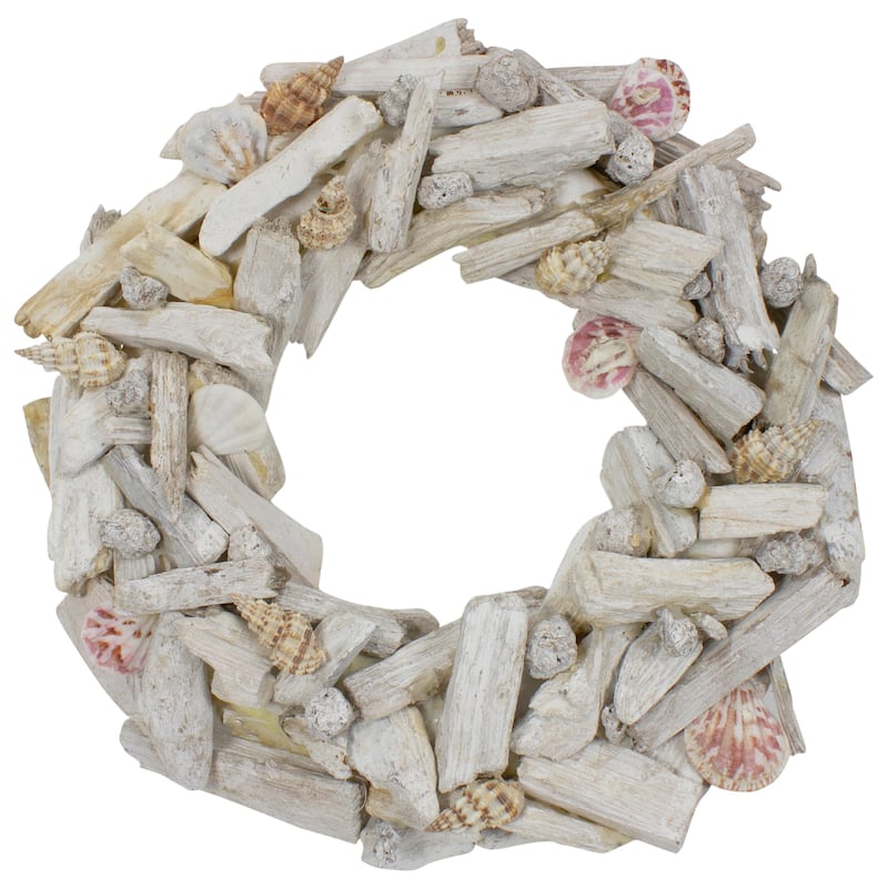Driftwood and Seashell Artificial Wreath - 12"