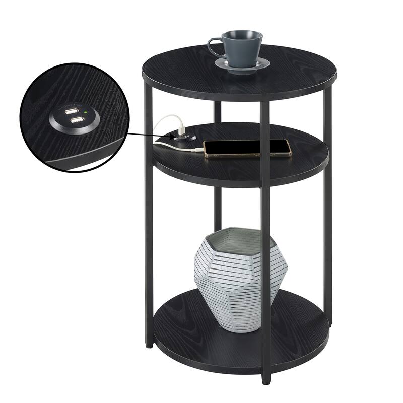 Convenience Concepts Designs2Go Simon 3 Tier End Table with USB Ports