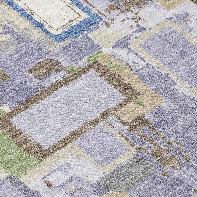 Machine Washable Indoor/ Outdoor Contemporary Geo Chantille Rug