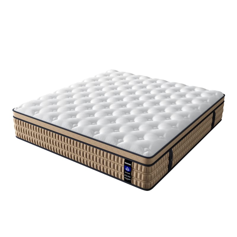 Roomfitters 14 Inch King Hybrid Mattress, Cooling Gel Memory Foam and Pocket Spring Bed for Hip and Back Support