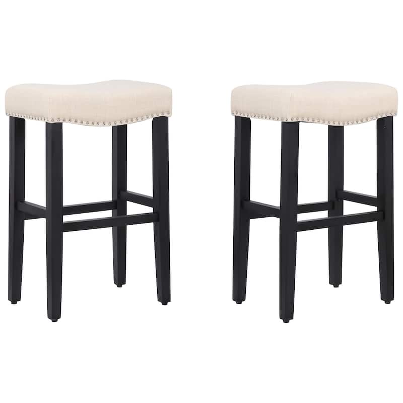 Jameson Upholstered Polyester Black 29 Inch Bar Stool (Set Of 2)