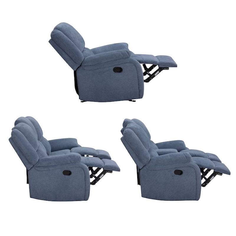 Roundhill Furniture Blitz Transitional 3-Piece Living Room Reclining Set, Sofa Loveseat and Recliner