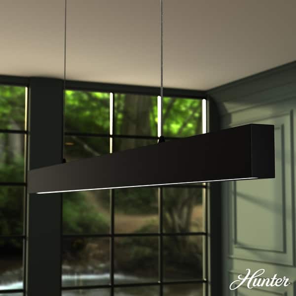 slide 2 of 9, Hunter + Jasmine Roth Canoga Matte Black Chandelier - Dining Room, Bedroom, Kitchen - Contemporary - Influencer Favorite! 50-inch Linear