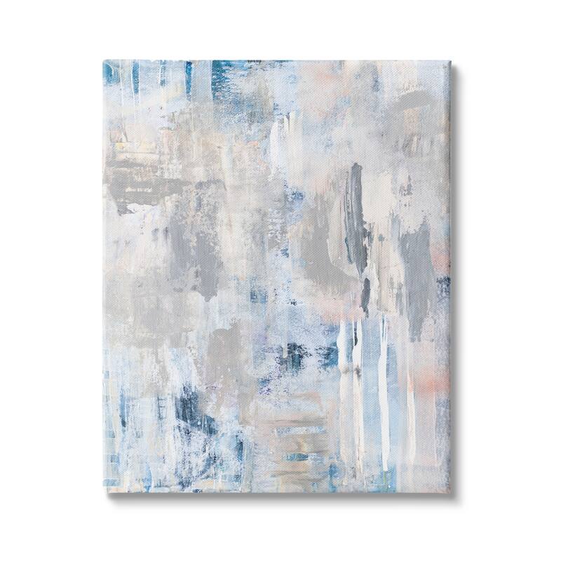Stupell Modern Abstract Cascading Painting Blue Pink Grey Composition Canvas Wall Art - 36 x 48