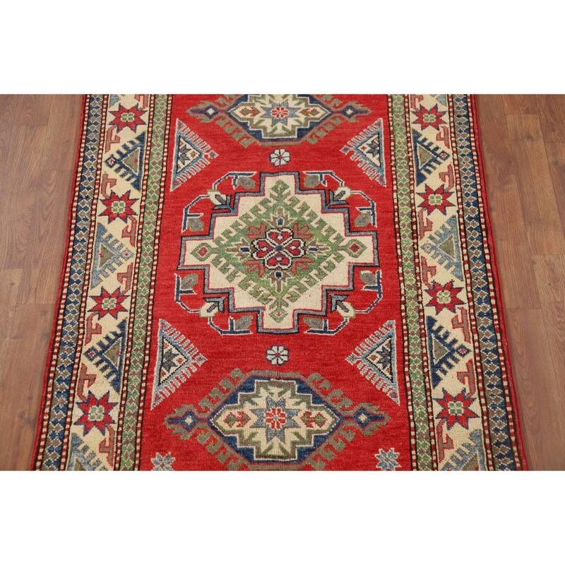 Kazak Accent Rug Handmade Traditional Red Wool Carpet - 3'3" x 5'6"
