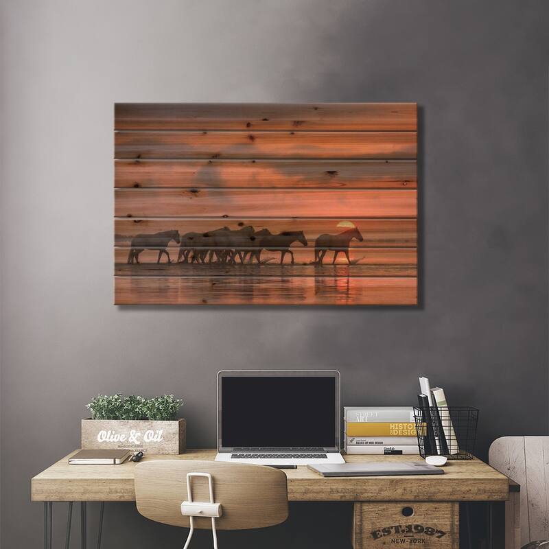 White Angels Of Camargue XI Print On Wood by Daniel Kordan - Multi-Color