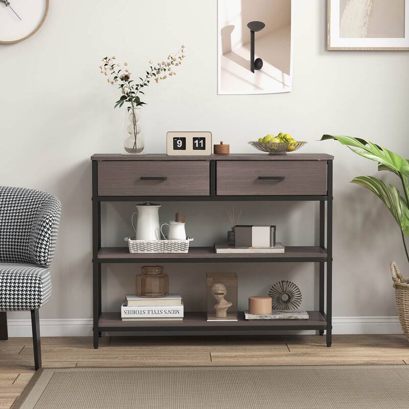Costway Console Entryway Table Sofa Side Table with Folding Fabric