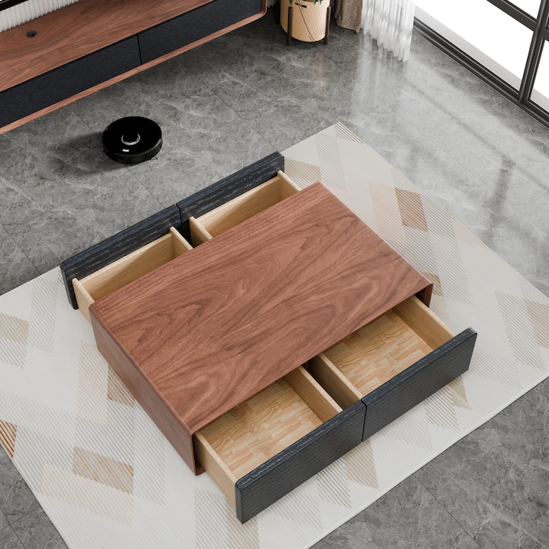 Modland 47" Handmade Modern Coffee Table with 4 Drawers & Rounded Corners - 47.24