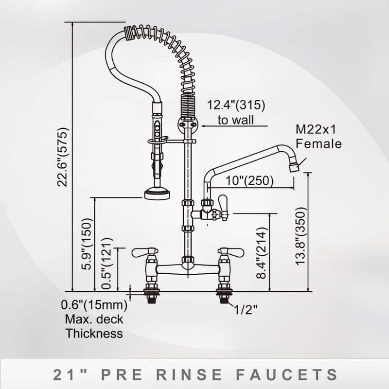 WOWOW Triple Handle Commercial Pull Down Sprayer Kitchen Faucet