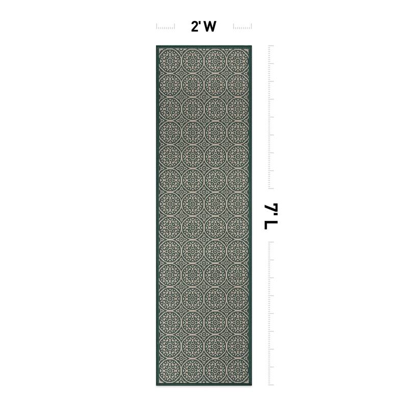 World Rug Gallery Transitional Floral Circles Textured Flat Weave Indoor/Outdoor Area Rug
