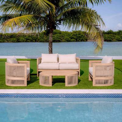 Panama Jack Cabo 4-Piece Loveseat Seating Set - Loveseat: 60"L x 28"W x 27"H