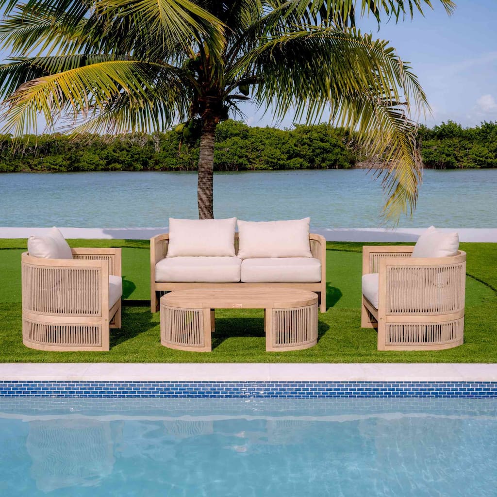 Panama Jack Cabo 4-Piece Loveseat Seating Set - Loveseat: 60"L x 28"W x 27"H