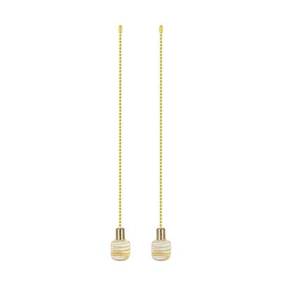 Aspen Creative 12" Clear with Yellow Line Glass Knob with Pull Chain in Copper, 2 Pack - CLEAR & YELLOW