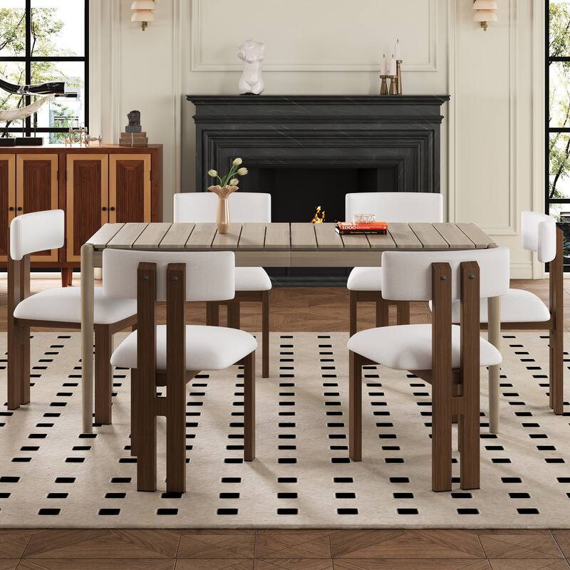 Benao 7-Piece Dining Set by Christopher Knight Home - White+Brown