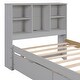 preview thumbnail 12 of 13, Modern Twin Bed Frame with Bookcase Headboard, Built-in USB Port, and 2 Storage Drawers