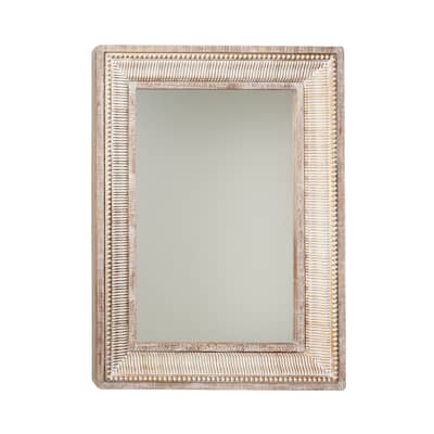 Metal Intricately Carved Wall Mirror - Brown - Roche River Decor - 2"W x 31"L x 43"H