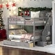 preview thumbnail 1 of 36, Artsy Full-Over-Full Bunk Bed with Drawer and Storage Stairway Grey