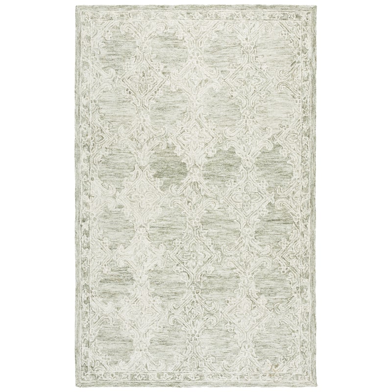 SAFAVIEH Handmade Abstract Aintzane Wool Rug - 5' x 8' - Green/Ivory