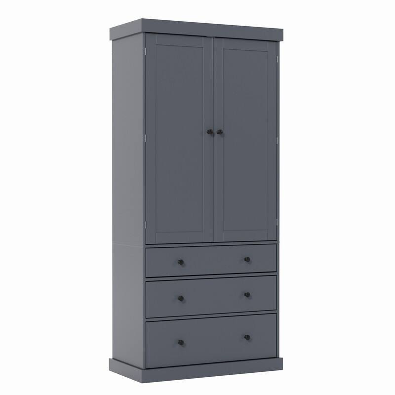 Farmhouse 77" Kitchen Pantry Storage Cabinet with Adjustable Shelves and Multiple Door Shelves