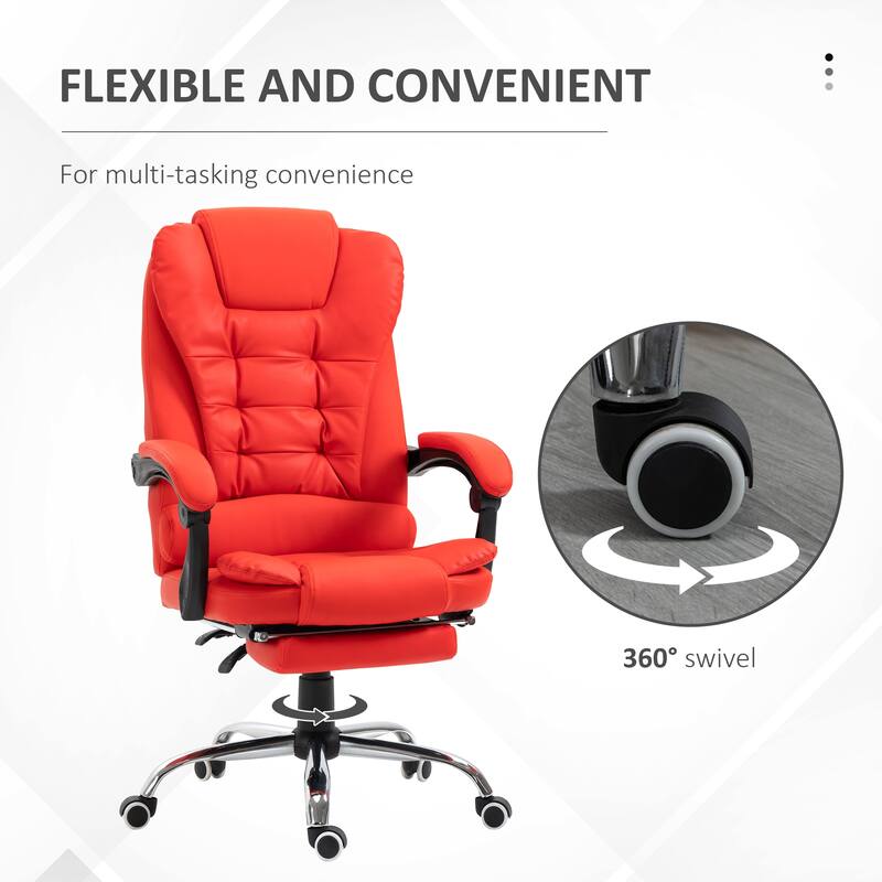 High Back Ergonomic PU Leather Executive Office Chair with Lumbar Support, Retractable Footrest, and Adjustable Height