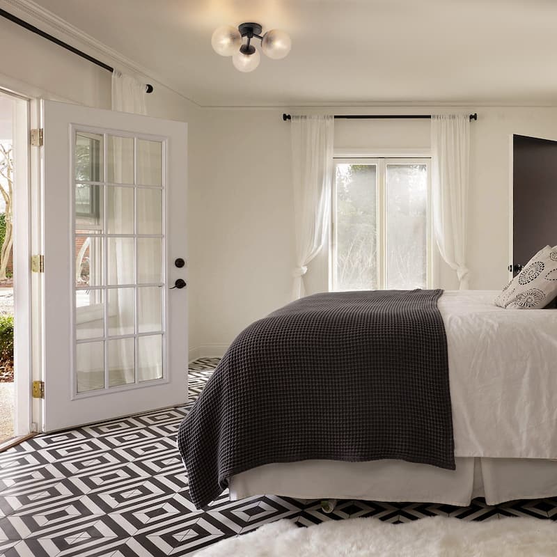 Modern 3-Light Semi Flush Mount With Opal Glass Shade