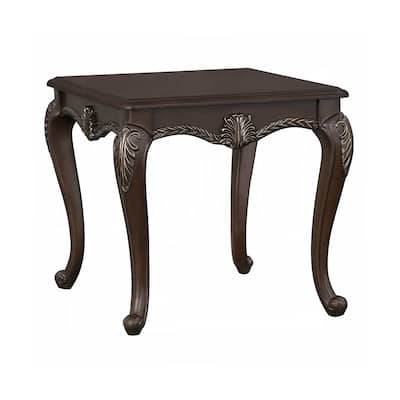 Wooden End Table with Curved Legs in Cherry