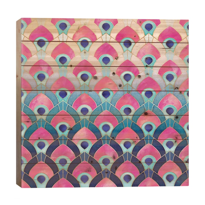 Feathered I Print On Wood by Elisabeth Fredriksson - Multi-Color - 26x26x1.5