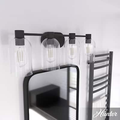 Hunter Lochemeade 4-Light Vanity Wall Light, Damp-Rated - Bathroom, Laundry - Modern Farmhouse, Contemporary, Industrial