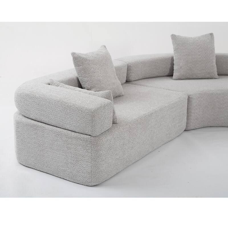 3-Piece Curved Sofa, Oversized Boucle Couch, Flexible for Living Room