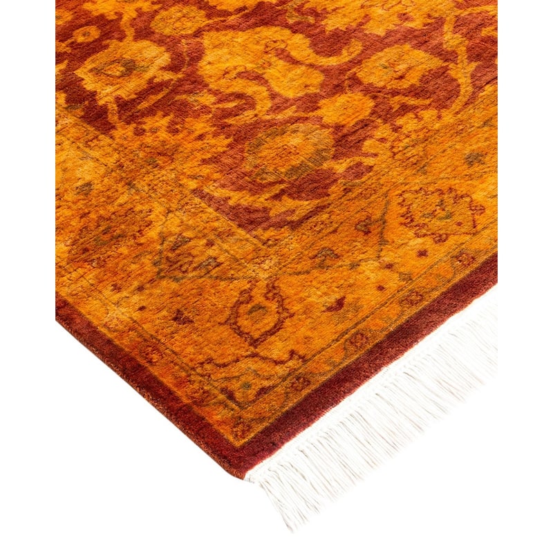Overton Hand Knotted Wool Vintage Inspired Modern Contemporary Overdyed Gold Area Rug - 3' 2" x 5' 1"