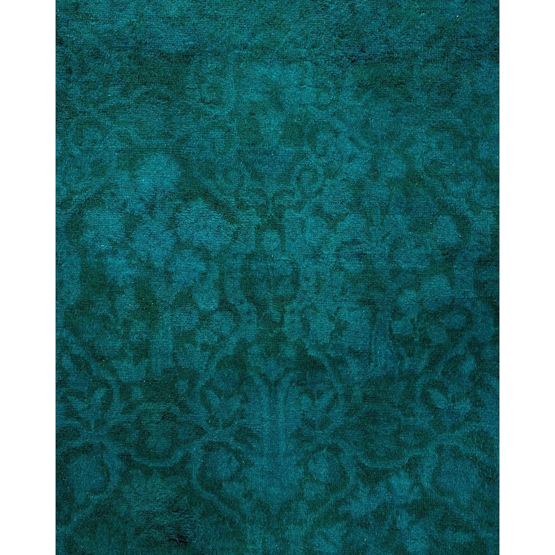 Overton Hand Knotted Wool Vintage Inspired Modern Contemporary Overdyed Blue Runner Rug - 2' 7" x 17' 9"