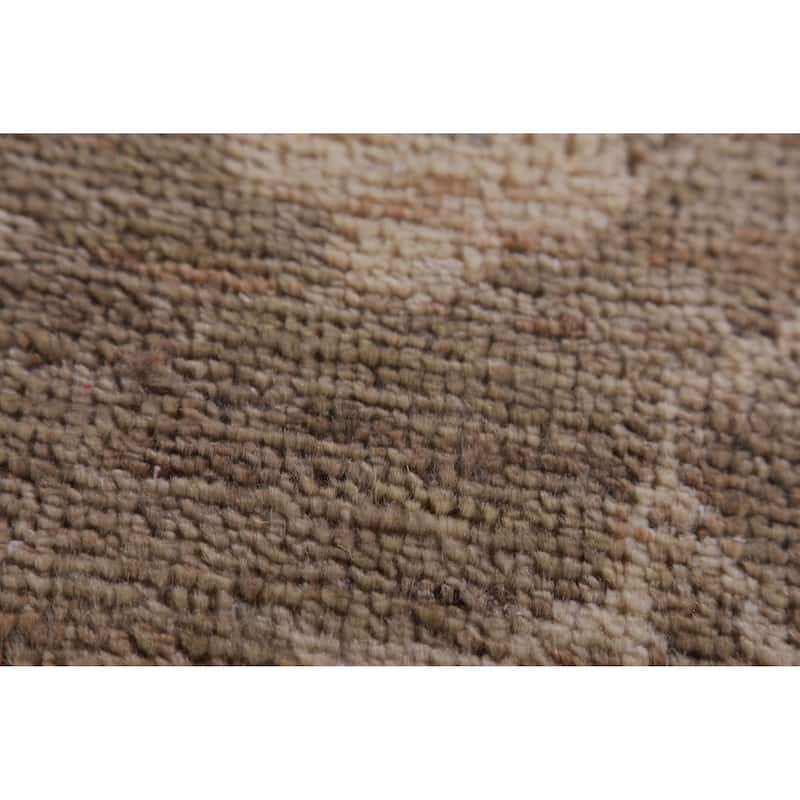 Hand Knotted Oriental 100% Wool Carpet Transitional Floral Brown Oushak Area Rug - 12' 0'' X 9' 4''