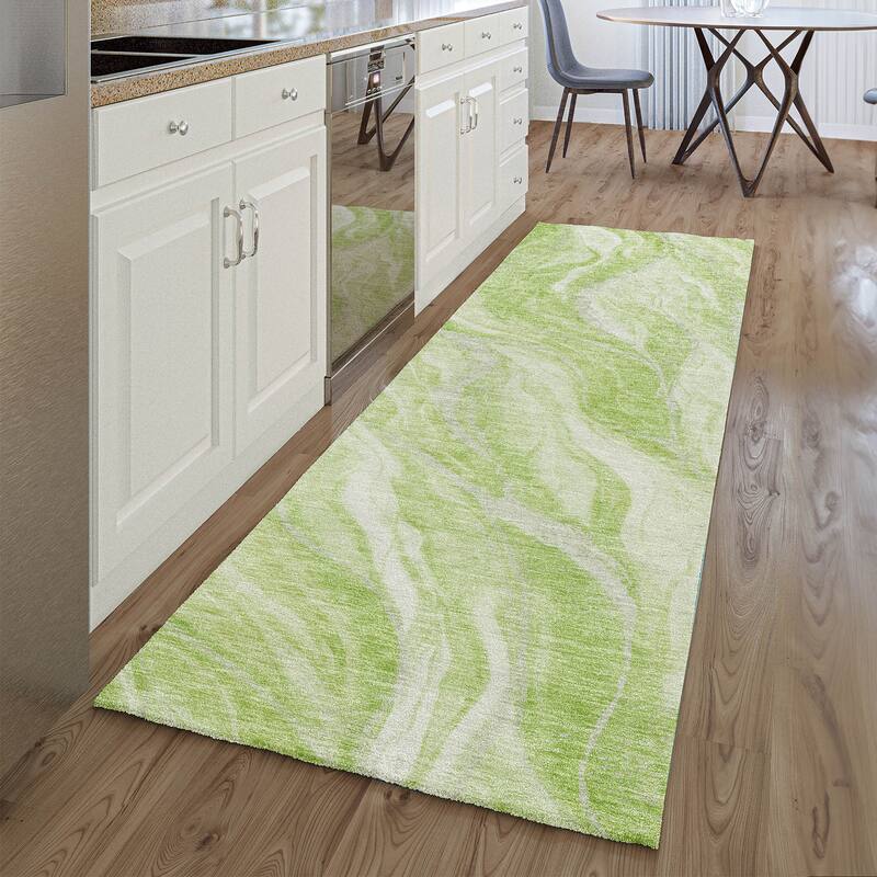 Premium Washable Super Soft Abstract Contemporary Mayfield Rug - Aloe - 2' 3" x 7' 6" - Runner
