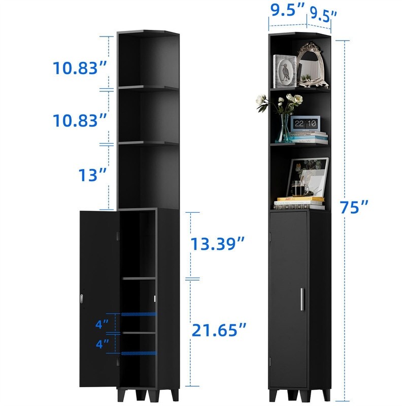 74.8" Tall Corner Cabinet with Door - Compact Storage
