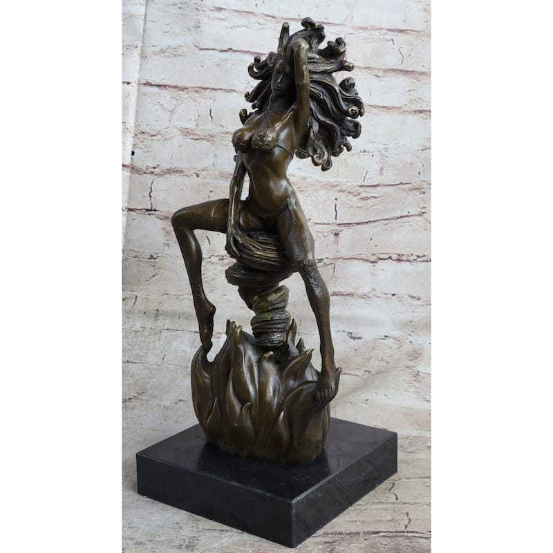Handmade Sexy Medusa Bronze Sculpture Marble Statue By Aldo Vitaleh Figurine Figure