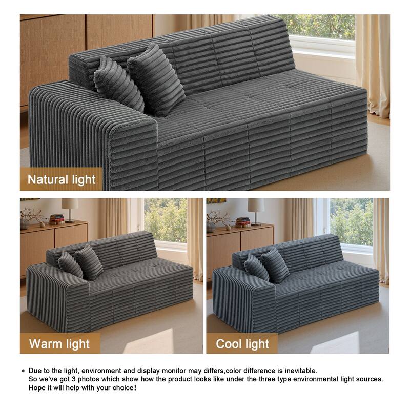 81" W No Assembly Required Couch Plush Corduroy Loveseat Sofa